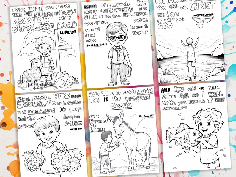 Jesus Character Bible Coloring Pages for Boys - 20 Bible Verse ...