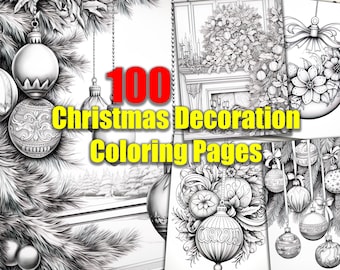Christmas Coloring Pages for Adults, Printable Grayscale Holiday Designs (PDF)
