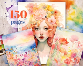 Libro para colorear inverso "Fantasía Floral", 150 páginas imprimibles (PDF)