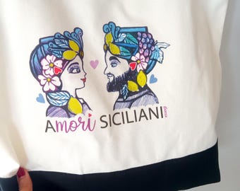 A-Mori Siciliani - Canvas bag with zipper and handle