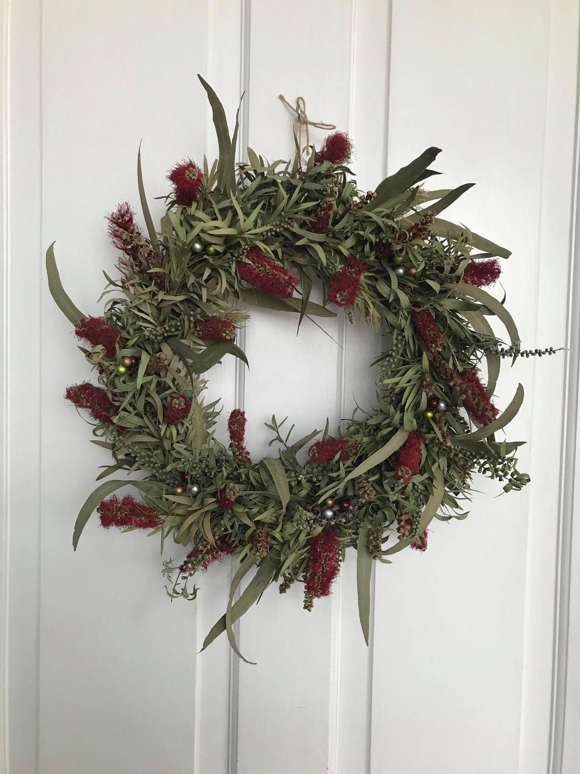 WREATH Dried Native Bottle Brush Door Wreath Bo Ho Etsy