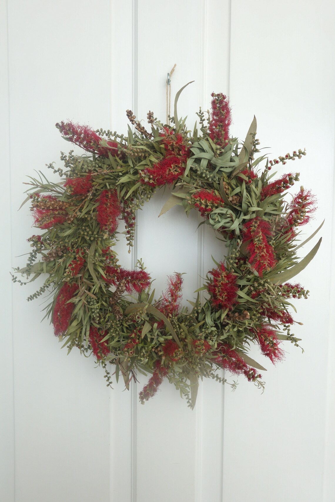 WREATH Dried Native Bottle Brush Door Wreath Bo Ho Etsy