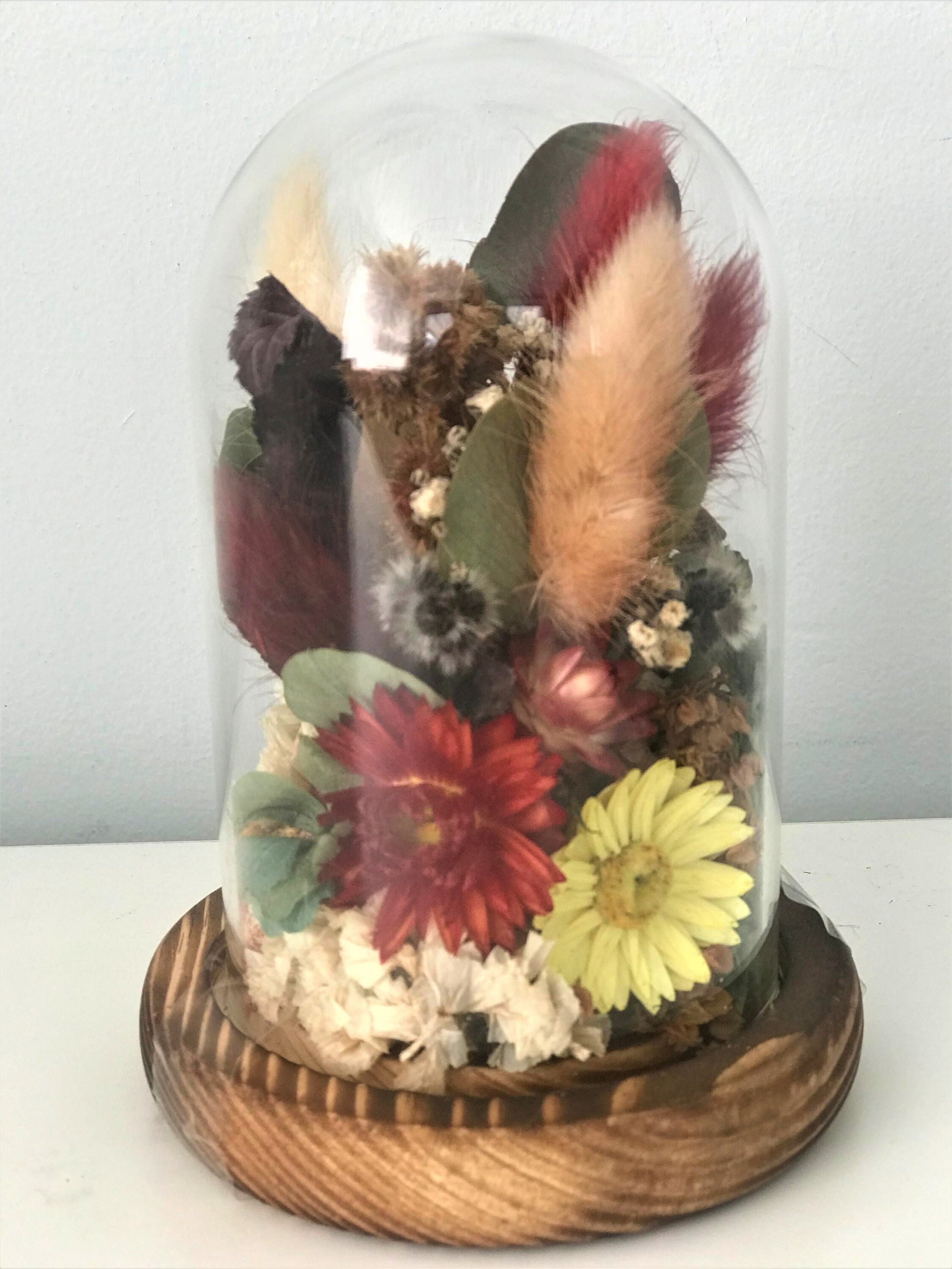 Dried Flowers in Glass Dome Rustic Flowers Boho Flowers Etsy Australia