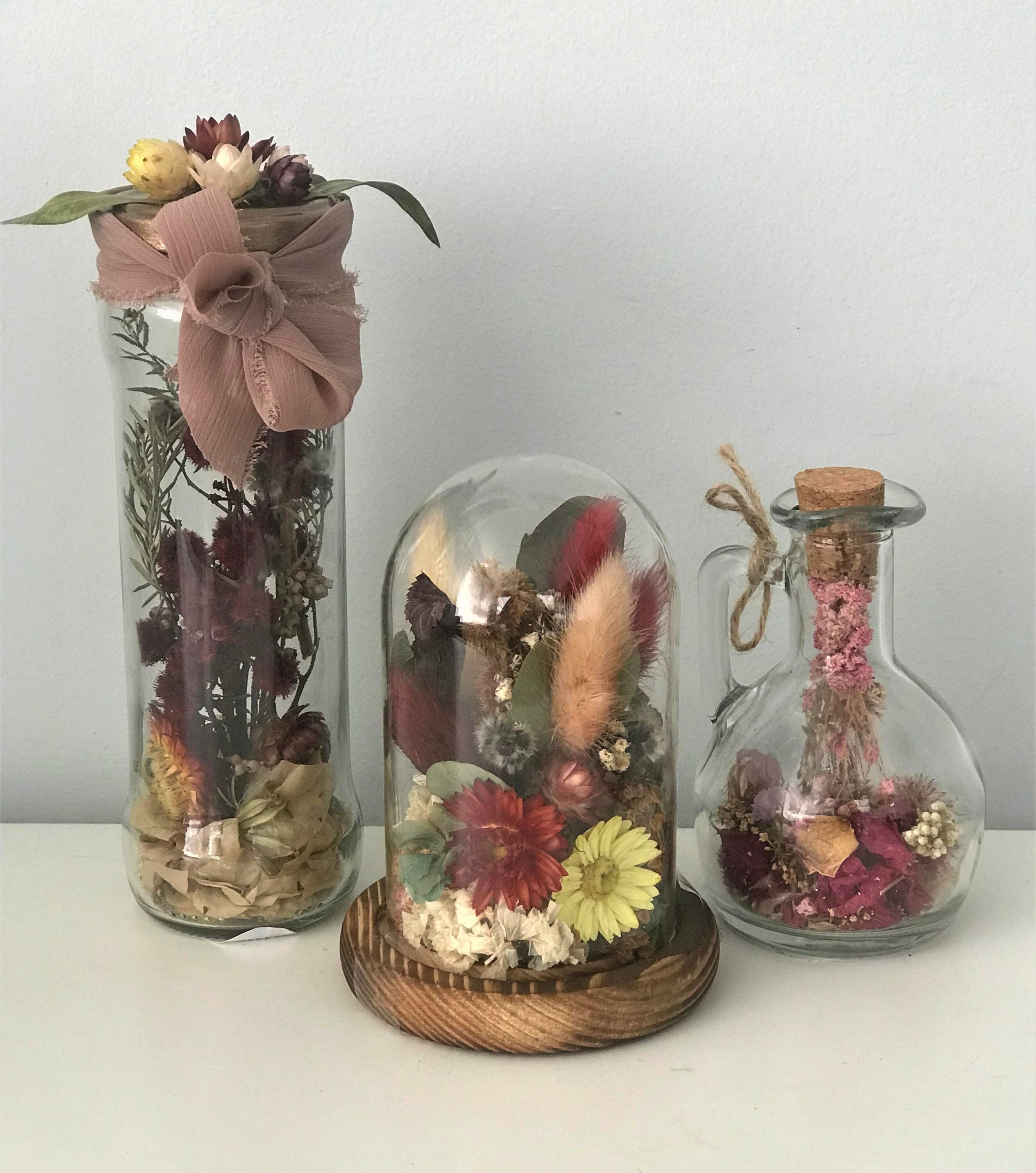 Dried Flowers in Glass Dome Rustic Flowers Boho Flowers Etsy Australia
