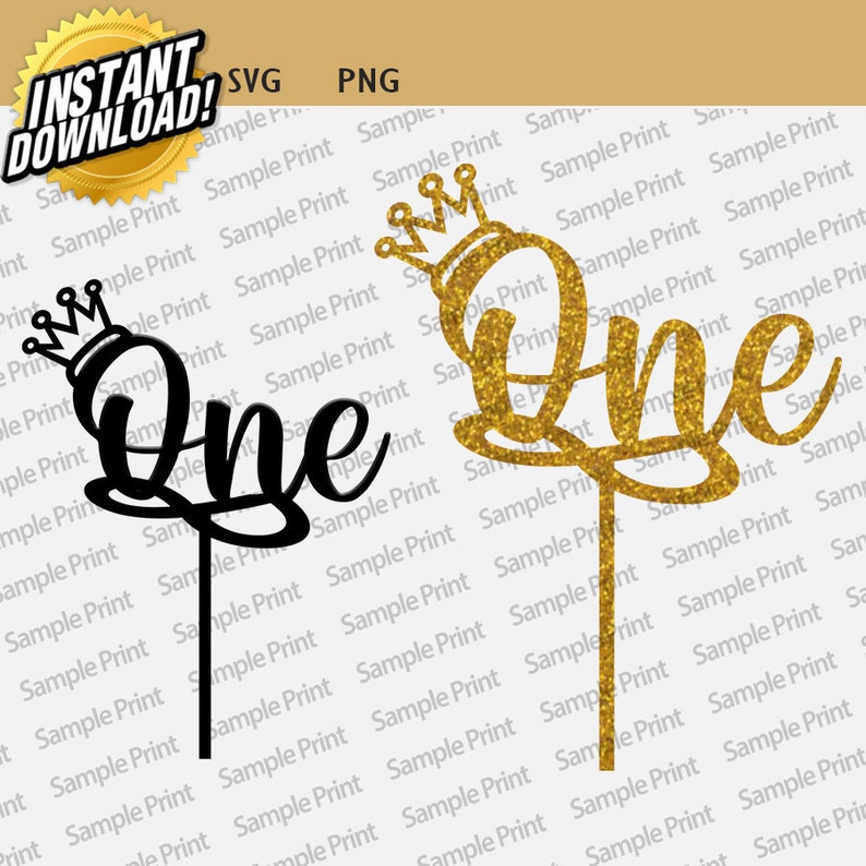 Download One Cake Topper SVG with Crown 1st Birthday Cake Topper ...