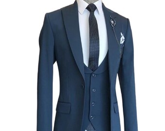 Men Modern Look Slim Fit 3 Piece Suits, Wedding and Formal Events Suit, Blazer Vest Pants & Shirt, Elegant Hosting Evening Party wear Dress.