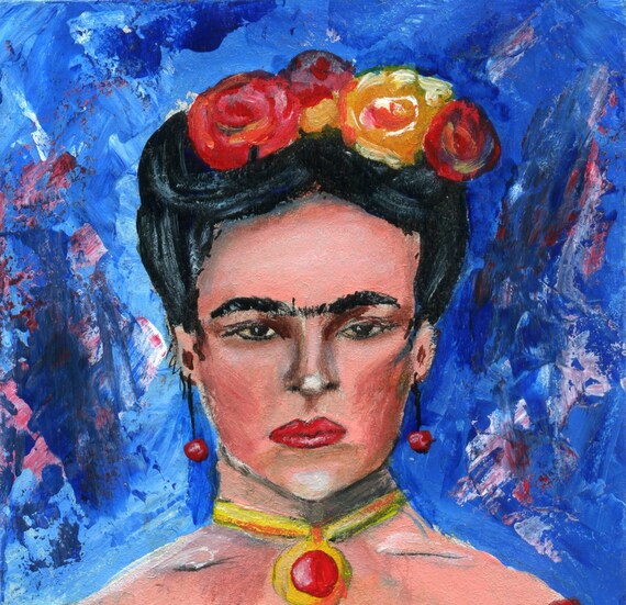 Frida Kahlo Stylized Portrait of a Mexican Girl in Acrylic | Etsy