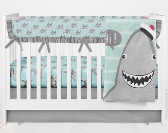 baby boy shark crib bedding
