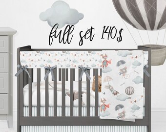 Navy Personalized Crib Sheet Olive Vintage Airplanes Grey and Cream Burgundy