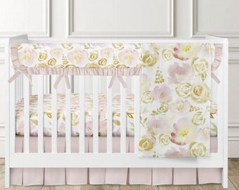 pink and gold baby bedding sets