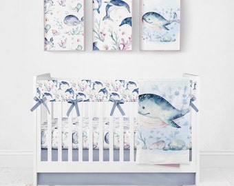 whale crib bedding set