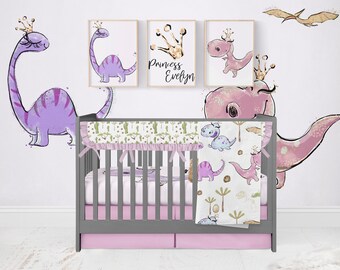 baby girl dinosaur crib bedding