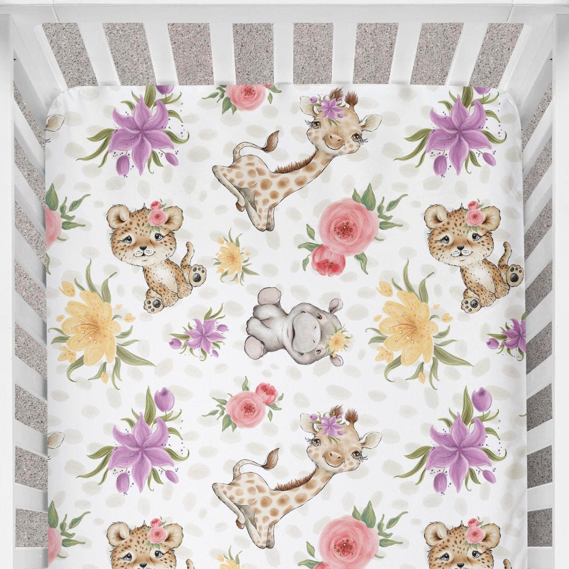 Personalized leopard Crib Bedding Safari animal Nursery room Etsy