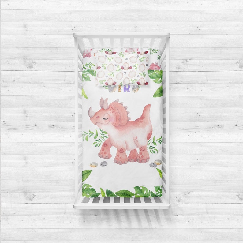 Dinosaur Girl Nursery crib bedding set Pink Ruffle crib Etsy