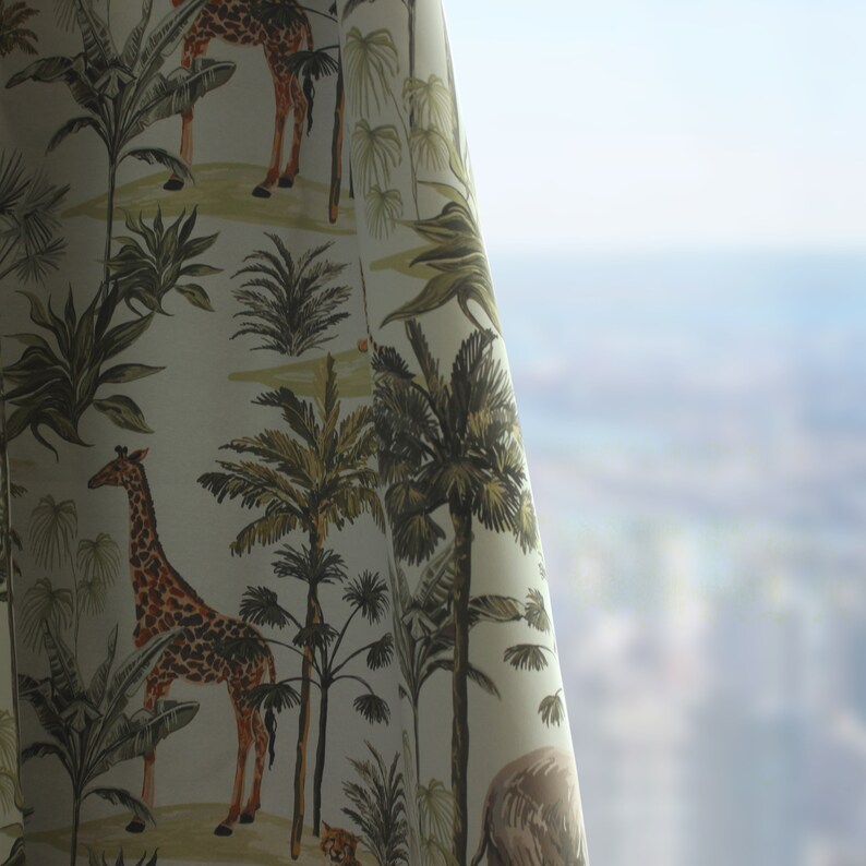 Curtains safari animal tropical animal curtain blackout Etsy