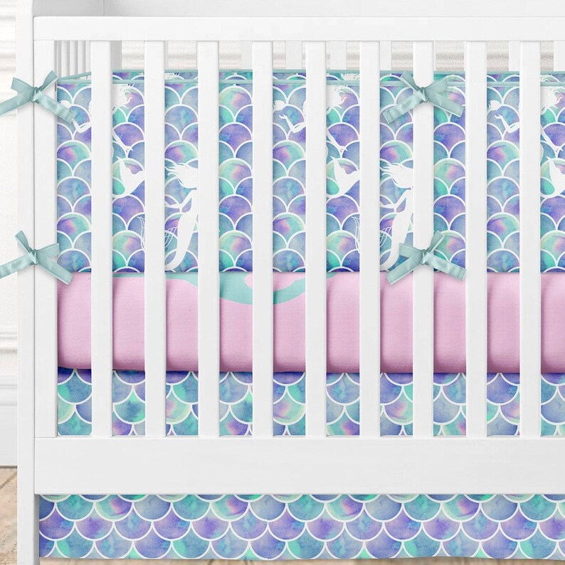 Crib Bedding Mermaid Tail Mermaid Crib Bedding Set Girl Etsy