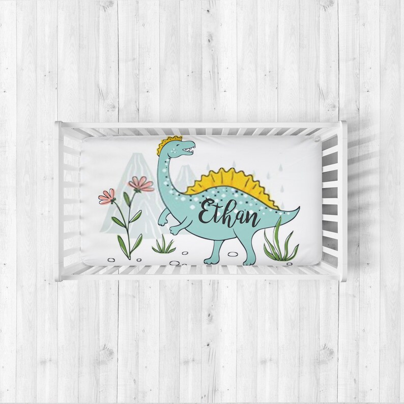 Dinosaur crib bedding Baby bedding dino green dinosaur Etsy