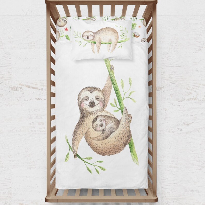 Sloth Baby Bedding Sloth Themed Crib Sheet Tropical Nursery | Etsy