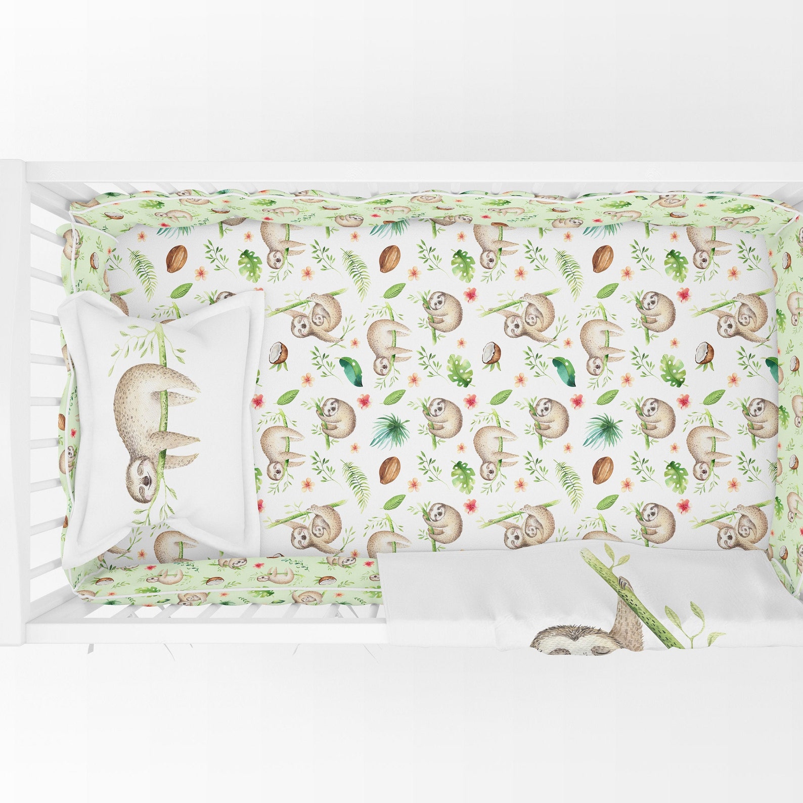 Sloth Baby Bedding Sloth Themed Crib Sheet Tropical Nursery Etsy