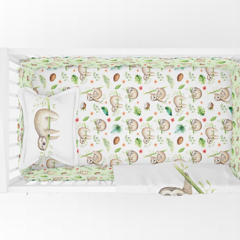 Sloth Baby Bedding Sloth Themed Crib Sheet Tropical Nursery Etsy