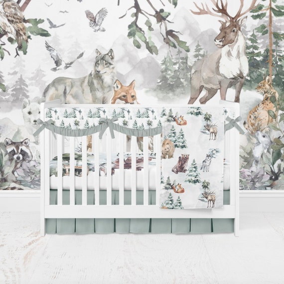 Woodland wild animals crib bedding set forest animals crib Etsy