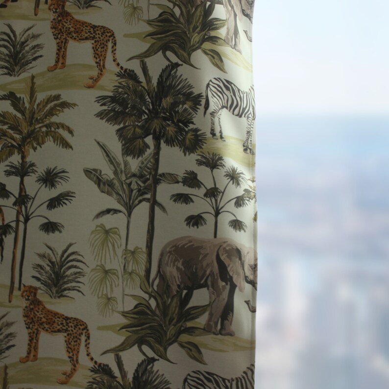 Curtains safari animal tropical animal curtain blackout Etsy
