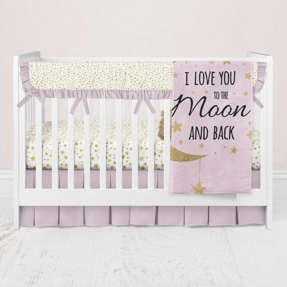 I Love to the moon and back crib bedding set mini crib set Etsy