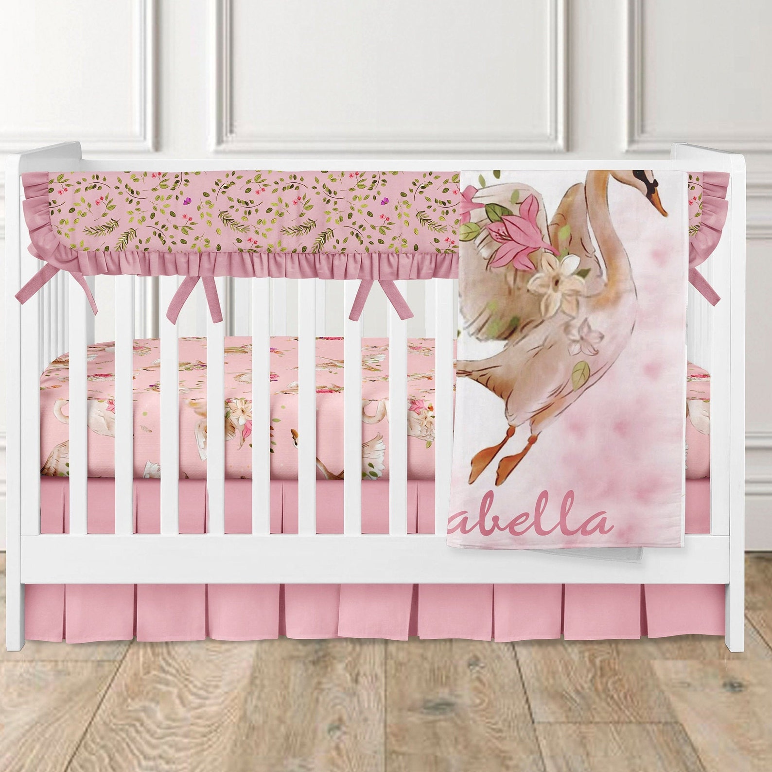Baby Bedding Set Swan Girl Nursery Baby Bedding Girl Crib Etsy