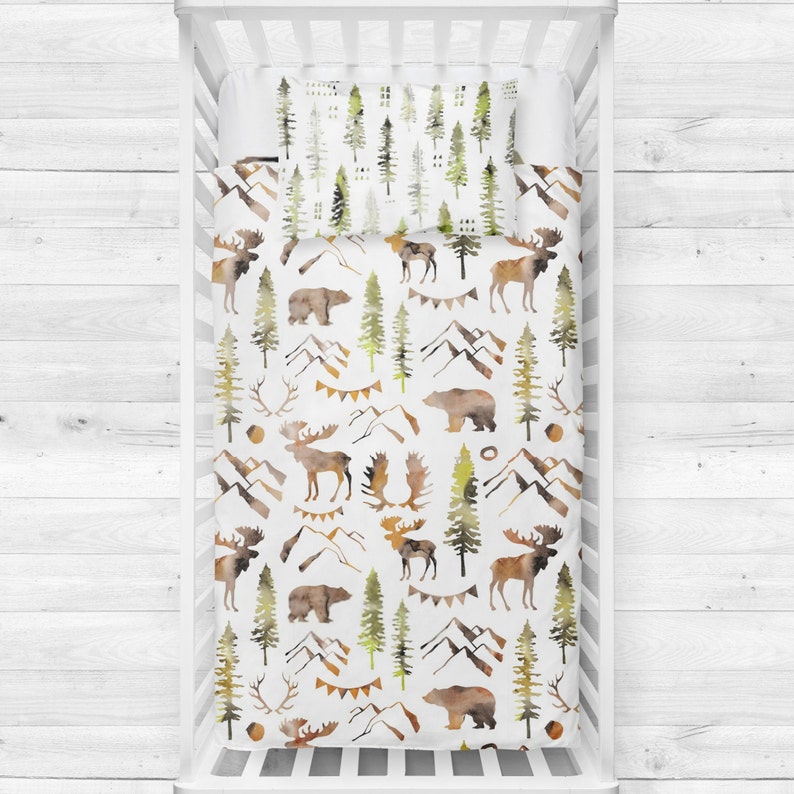 Woodland crib bedding set baby bedding crib sheets bear Etsy