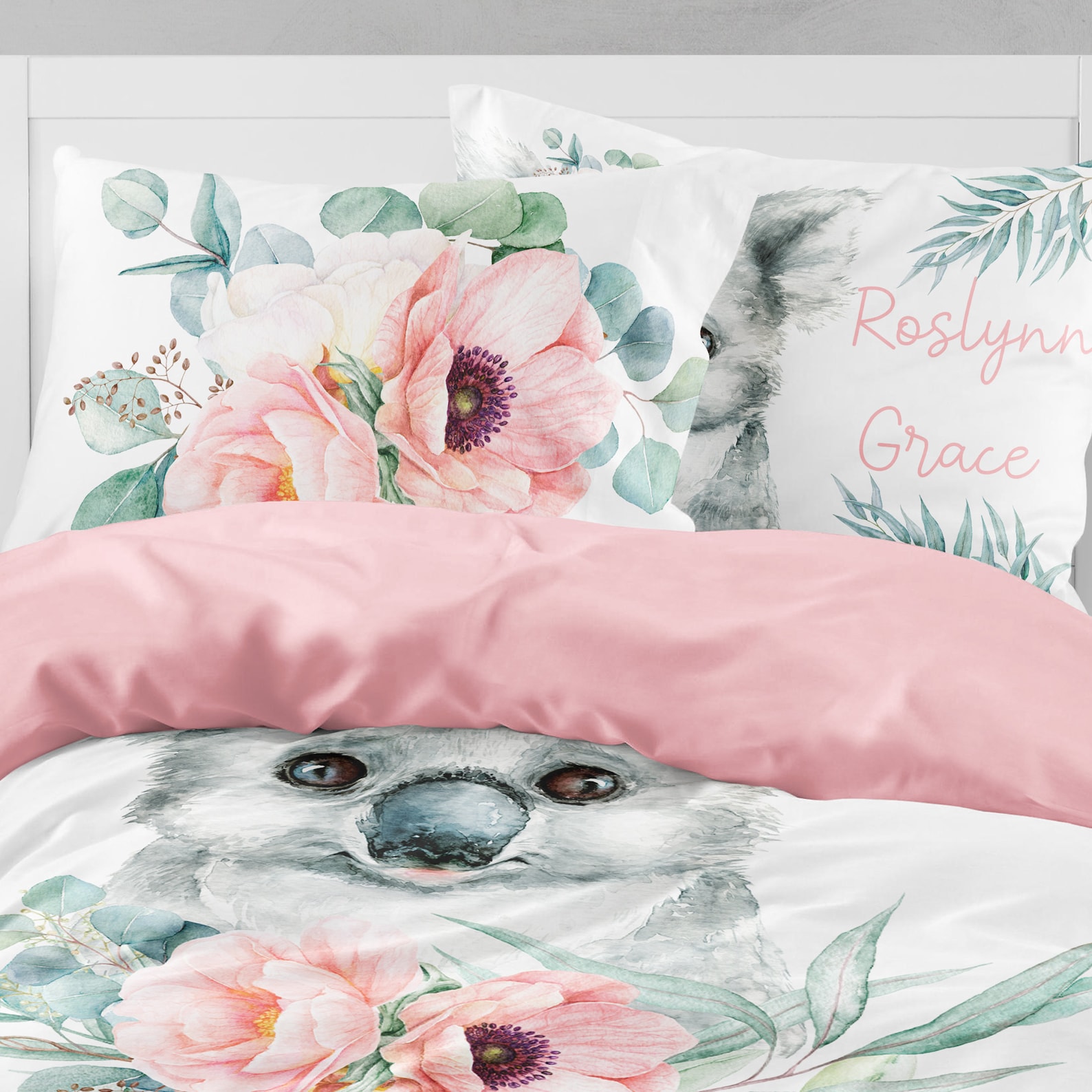 Koala bed set floral girl twin bedding set koala girl Etsy