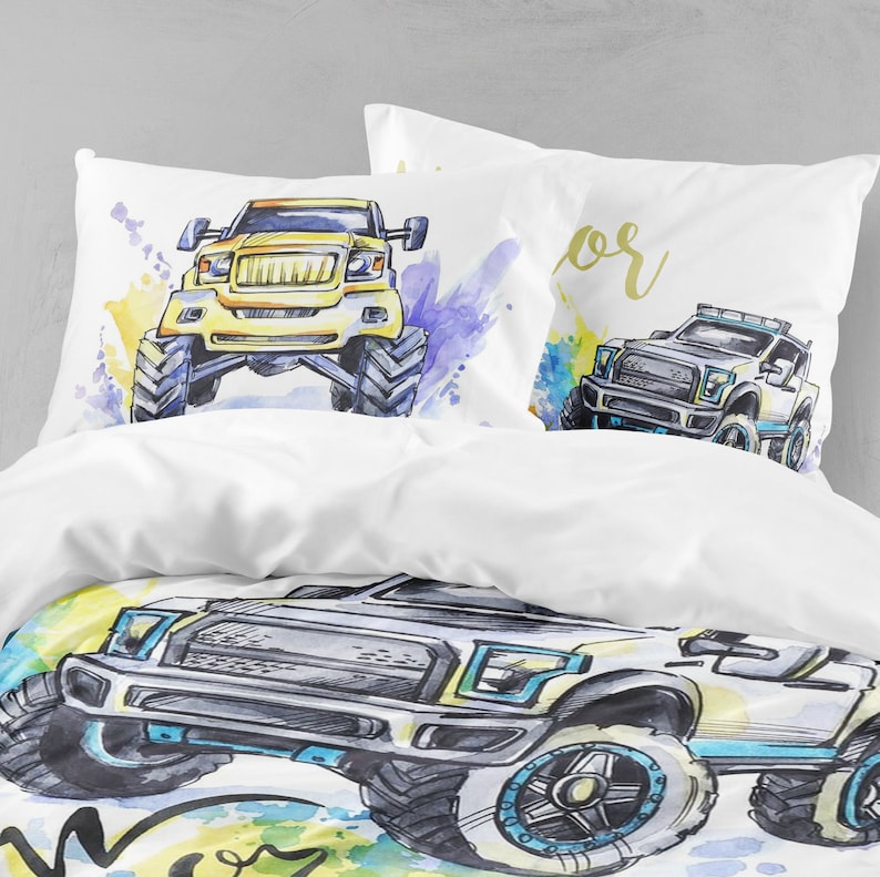 Cars twin bedding set monster truck bedding set monster Etsy