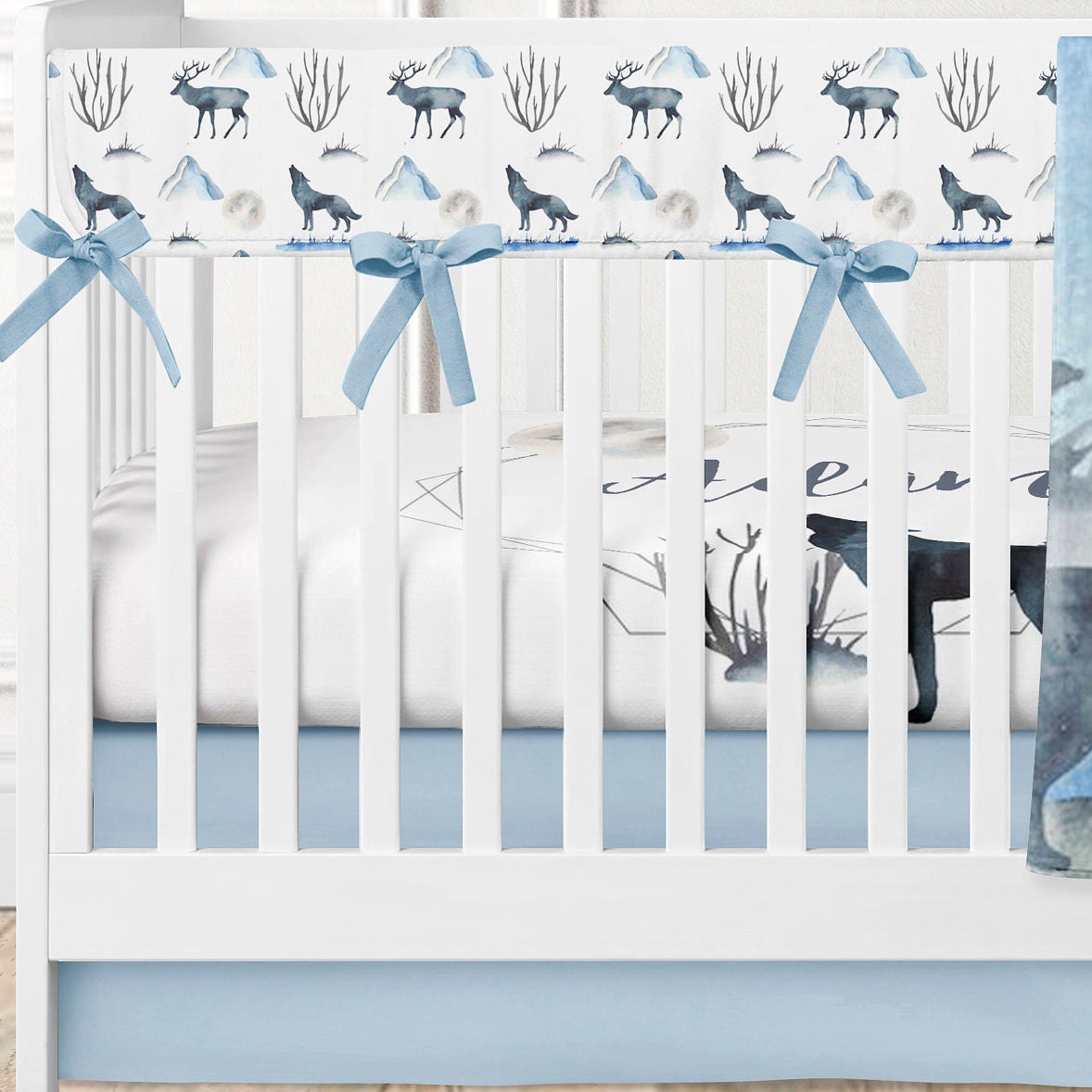 Crib bedding boy wolf crib sheets personalized name wolf Etsy