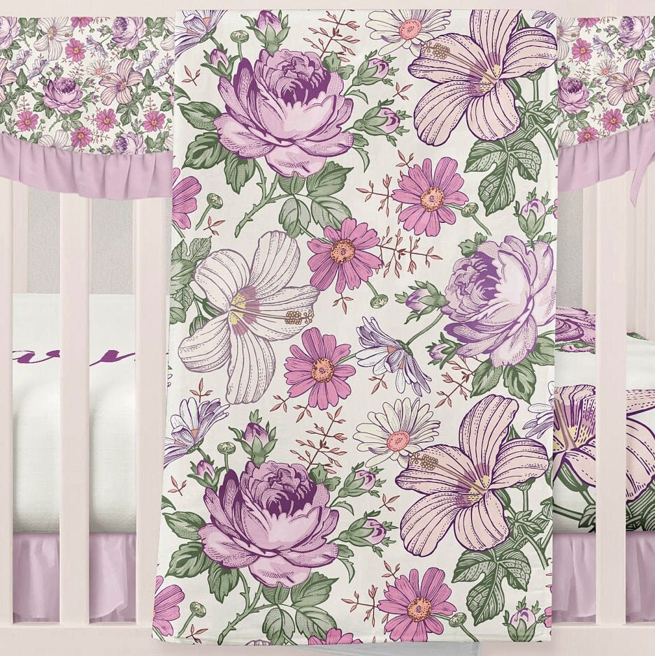 Vintage lavender floral bedding crib boho crib bedding set Etsy