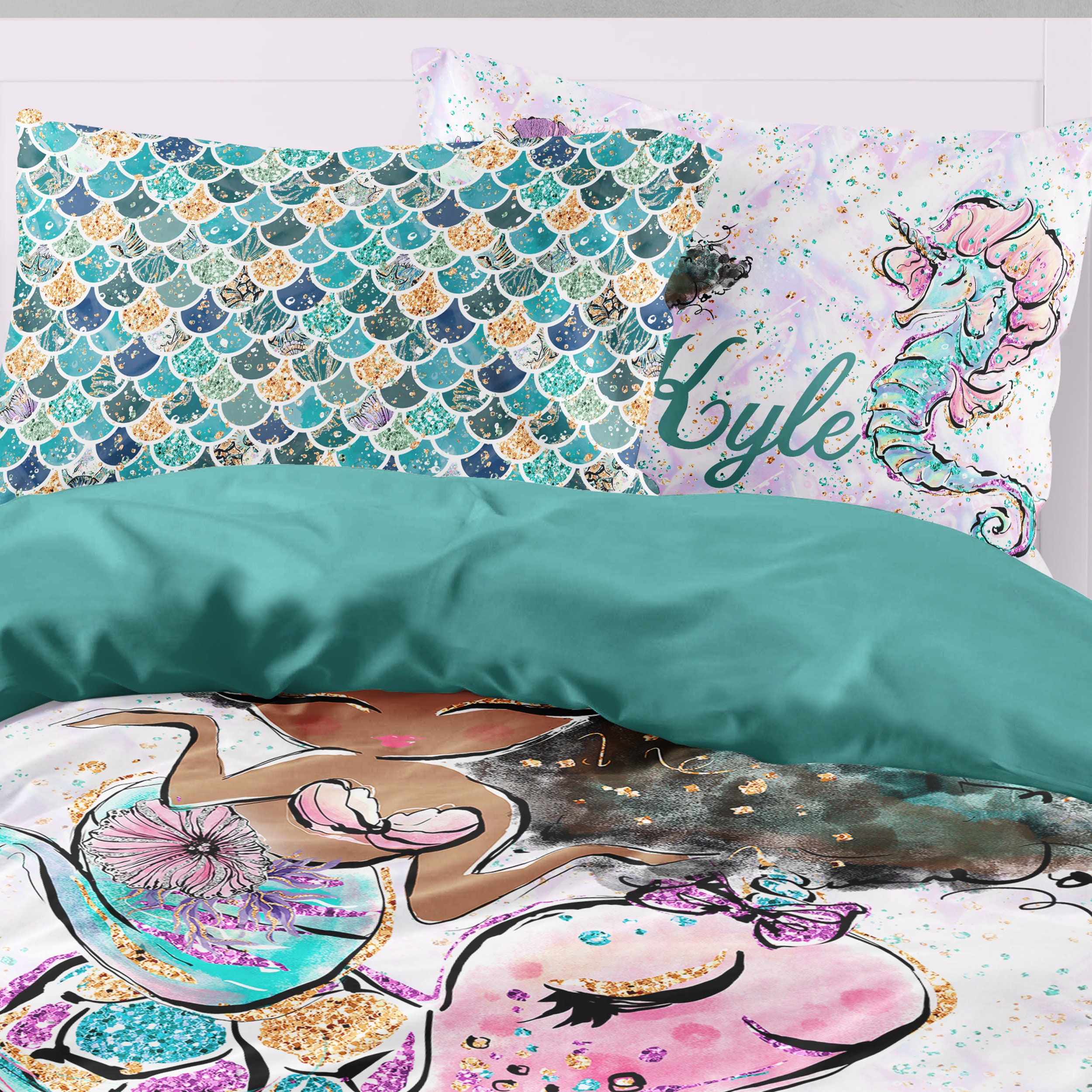 Mermaid black girl bedding Twin size ultramarine twin size Etsy