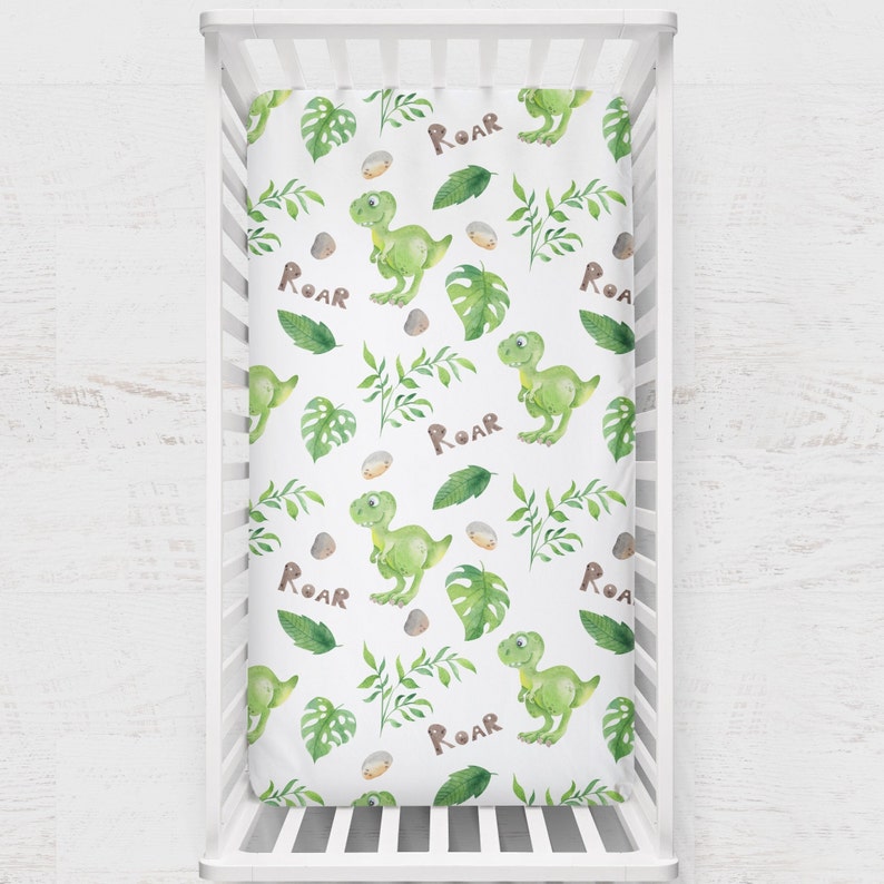 Dinosaur Boy Crib Sheet Green Boy Nursery Crib Bedding Etsy