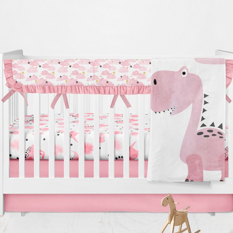 Dinosaur bedding set pink girl dinosaur crib sheets pink Etsy