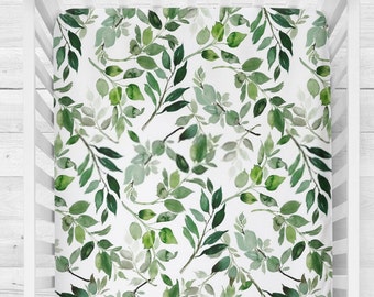 leafy green crib sheet