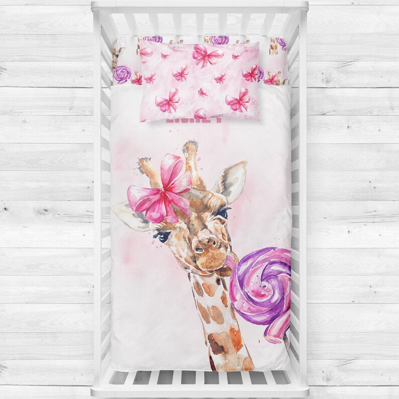 Girl Bedding Set Giraffe Crib Bedding Girl Crib Sheets Etsy
