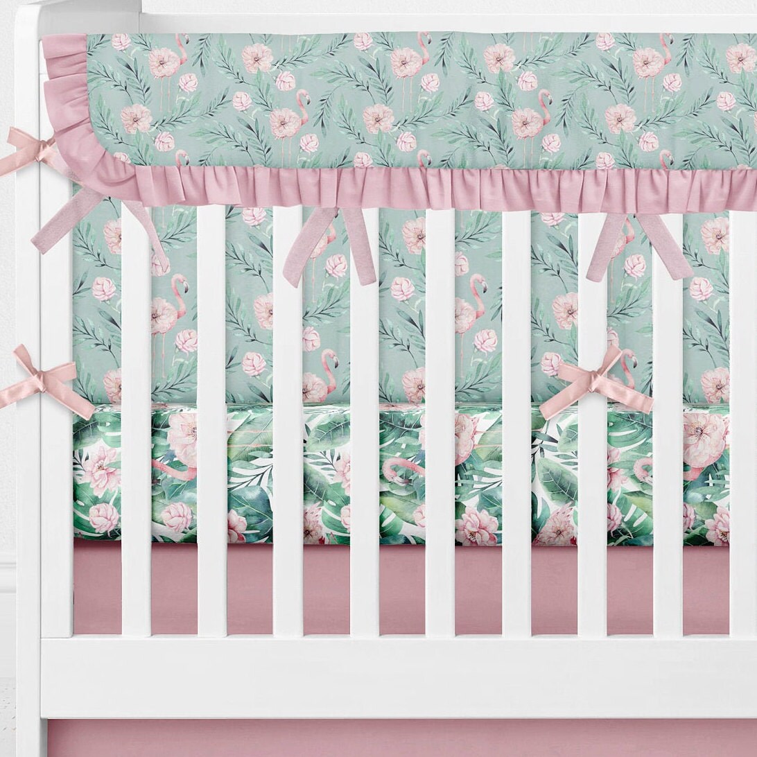 Girl Baby Bedding Set Flamingo Pink Crib Bedding Floral Girl Etsy