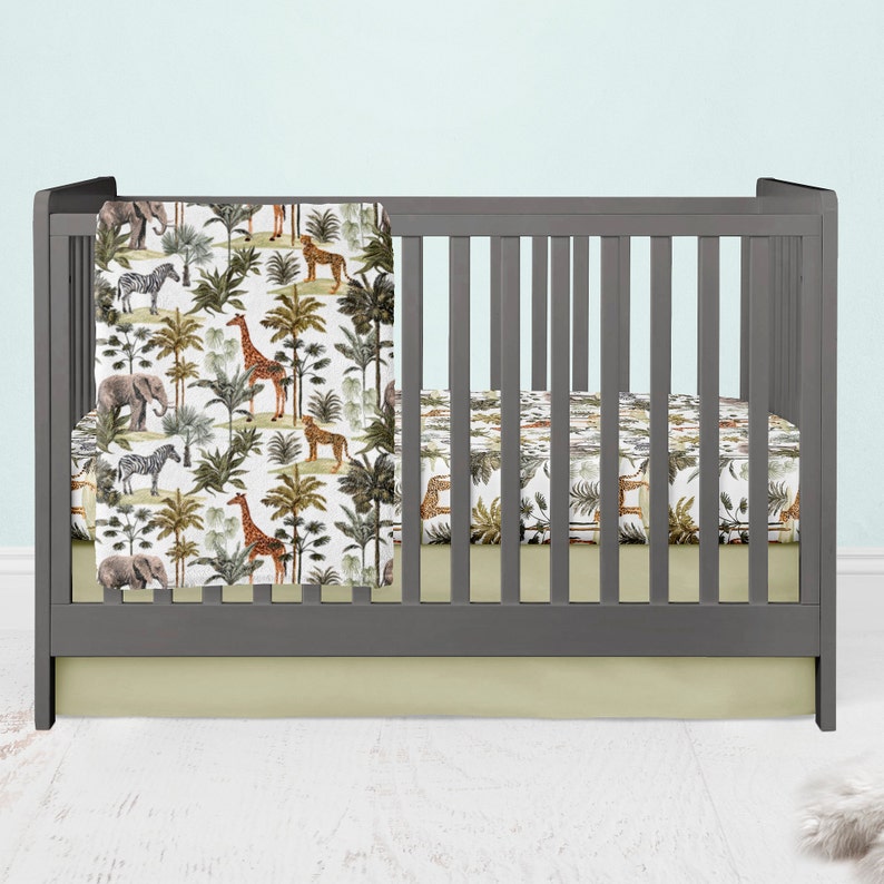 Tropical Crib Bedding Safari Nursery Elephant Crib Sheets Etsy