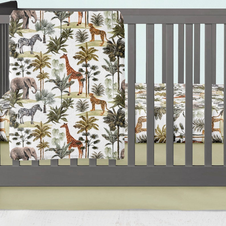 Tropical Crib Bedding Safari Nursery Elephant Crib Sheets Etsy
