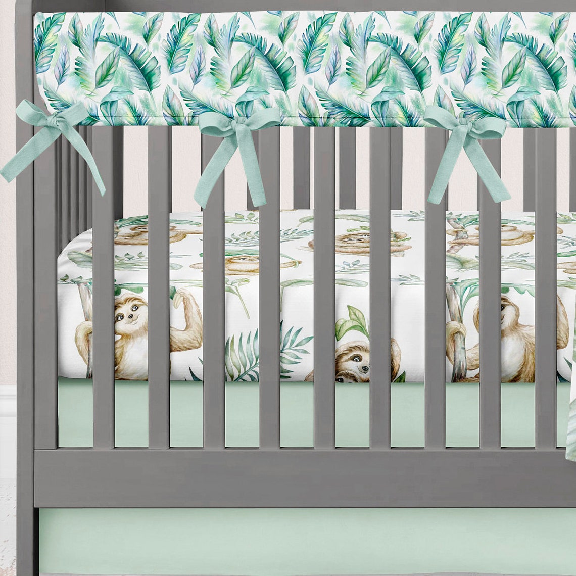 Sloth crib bedding Baby bedding sloth green cute sloth Etsy