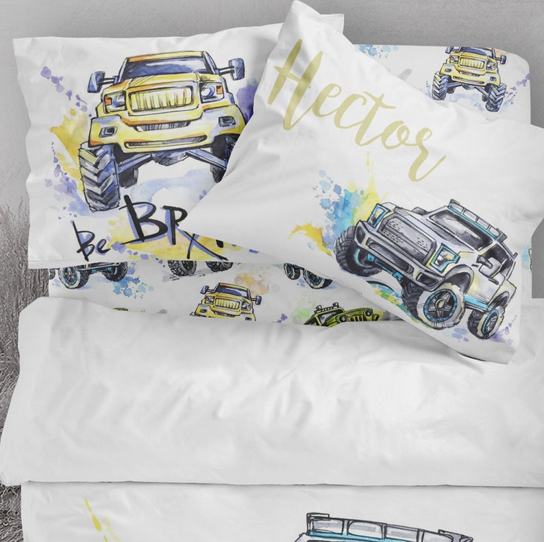 Cars twin bedding set monster truck bedding set monster Etsy