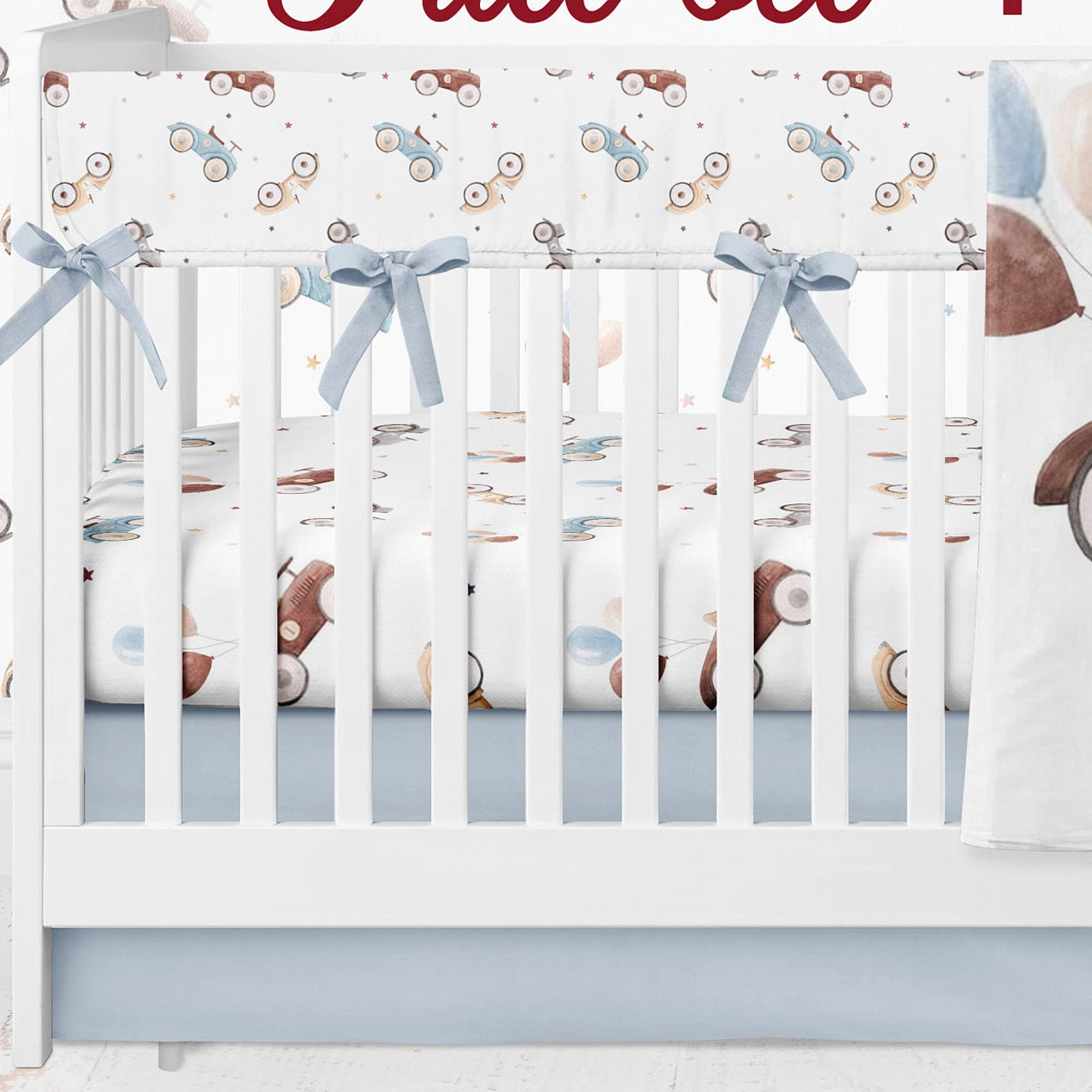 Race car vintage Personalized Bedding Set Baby Boy Bown | Etsy