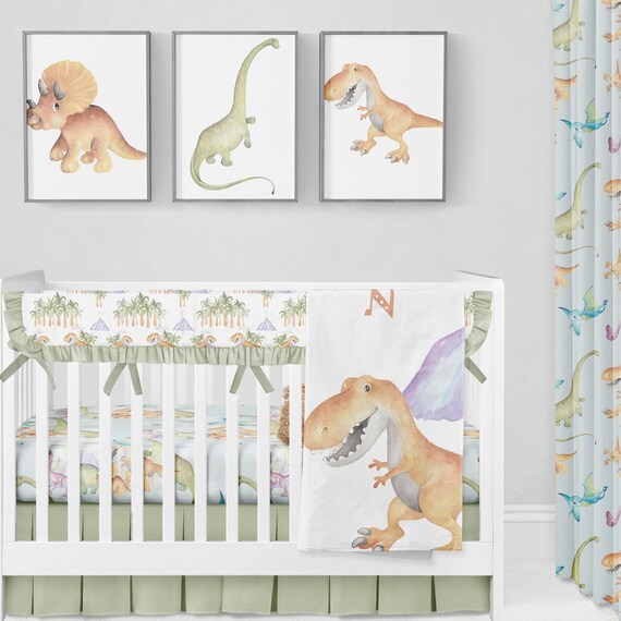 Boy Crib Bedding Dinosaur Dinosaur Nursery Blue Baby Etsy