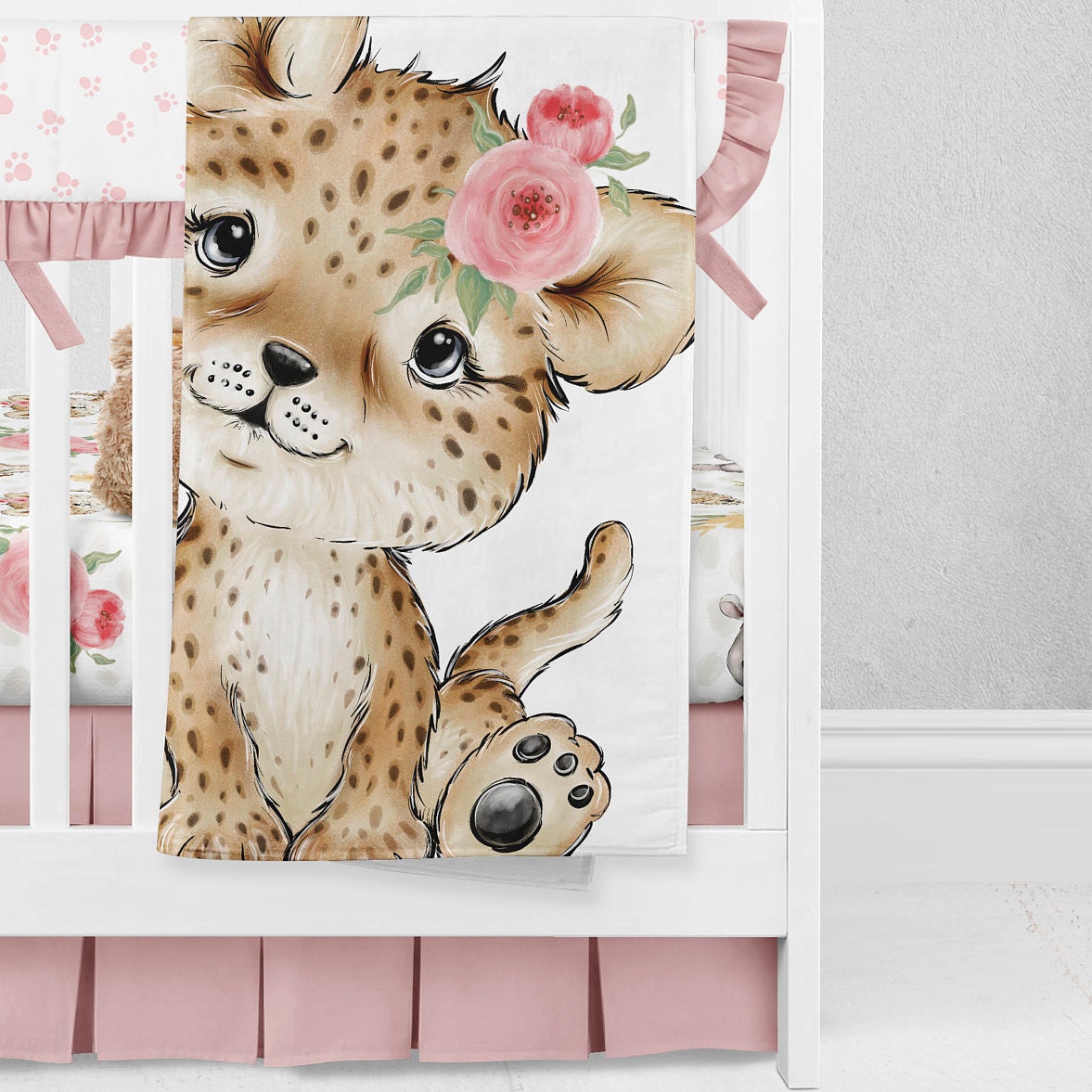 Personalized leopard Crib Bedding Safari animal Nursery room Etsy