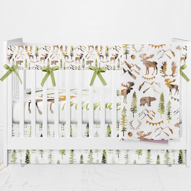 Woodland crib bedding set baby bedding crib sheets bear Etsy