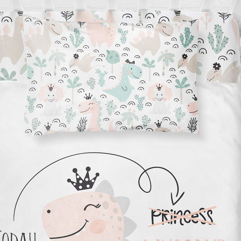 Dinosaur Bedding Set Girl Dinosaur Crib Sheets Pink Princess Etsy