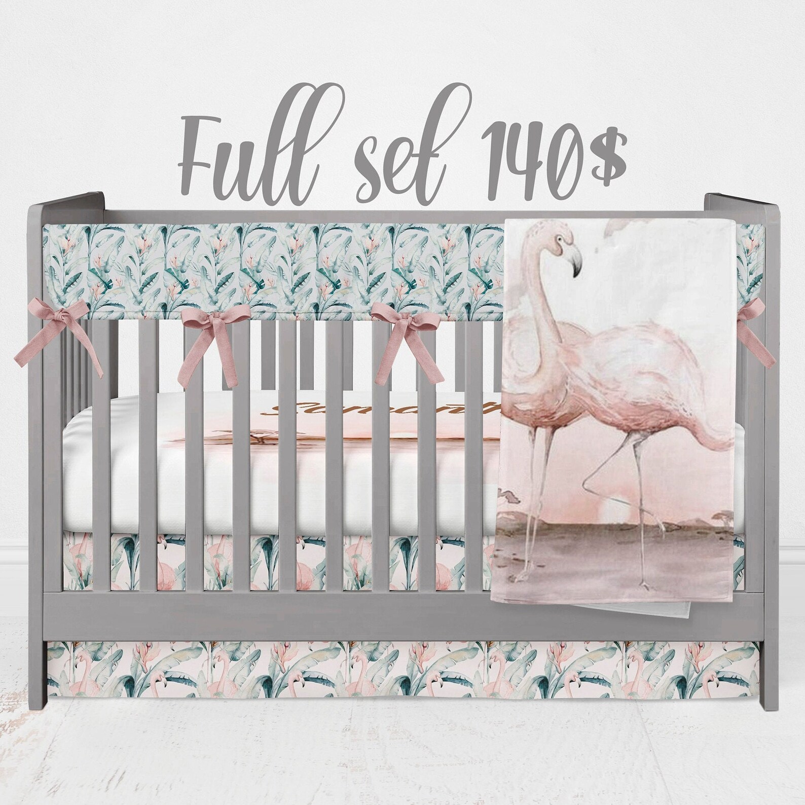 Flamingo Crib Bedding Set Baby Bedding Crib Sheets Flamingo Etsy