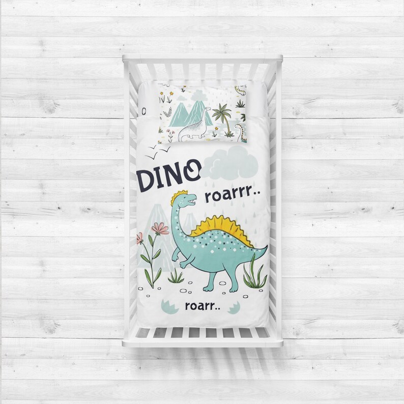 Dinosaur crib bedding Baby bedding dino green dinosaur Etsy